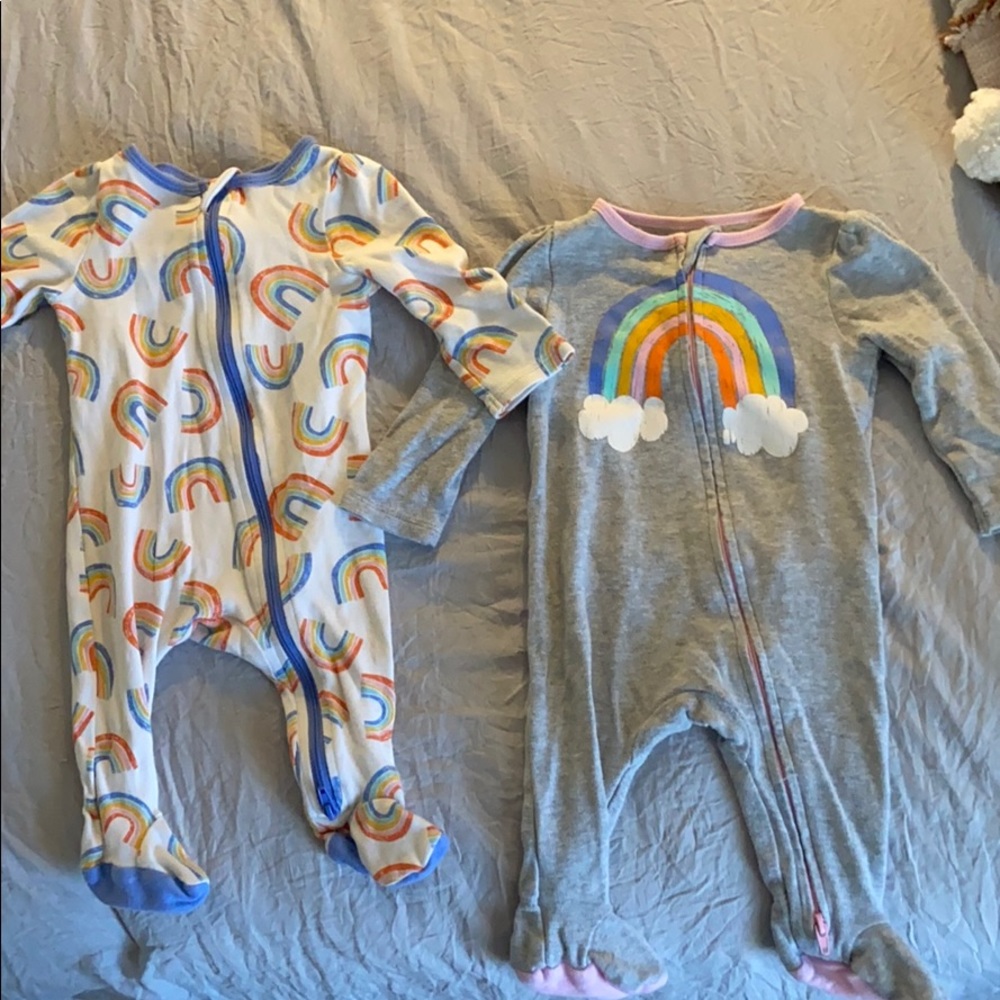 Rainbow zip up pajamas